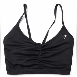 Gymshark Black Ruched Lightweight Sports Bralette with Thin Straps